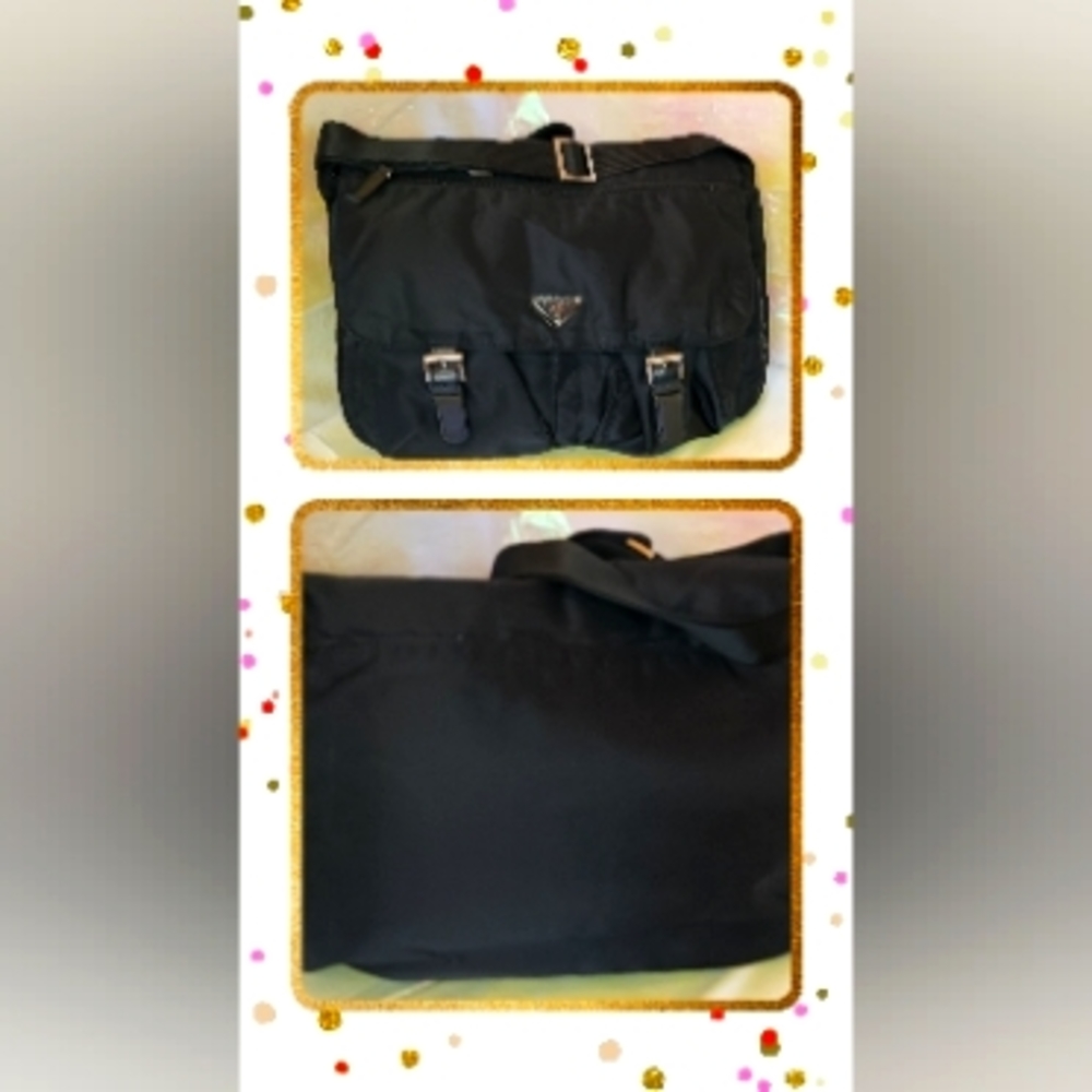Prada Milano Black Nylon Vela Crossbody Messanger Bag/ !5" X 12" {F32}